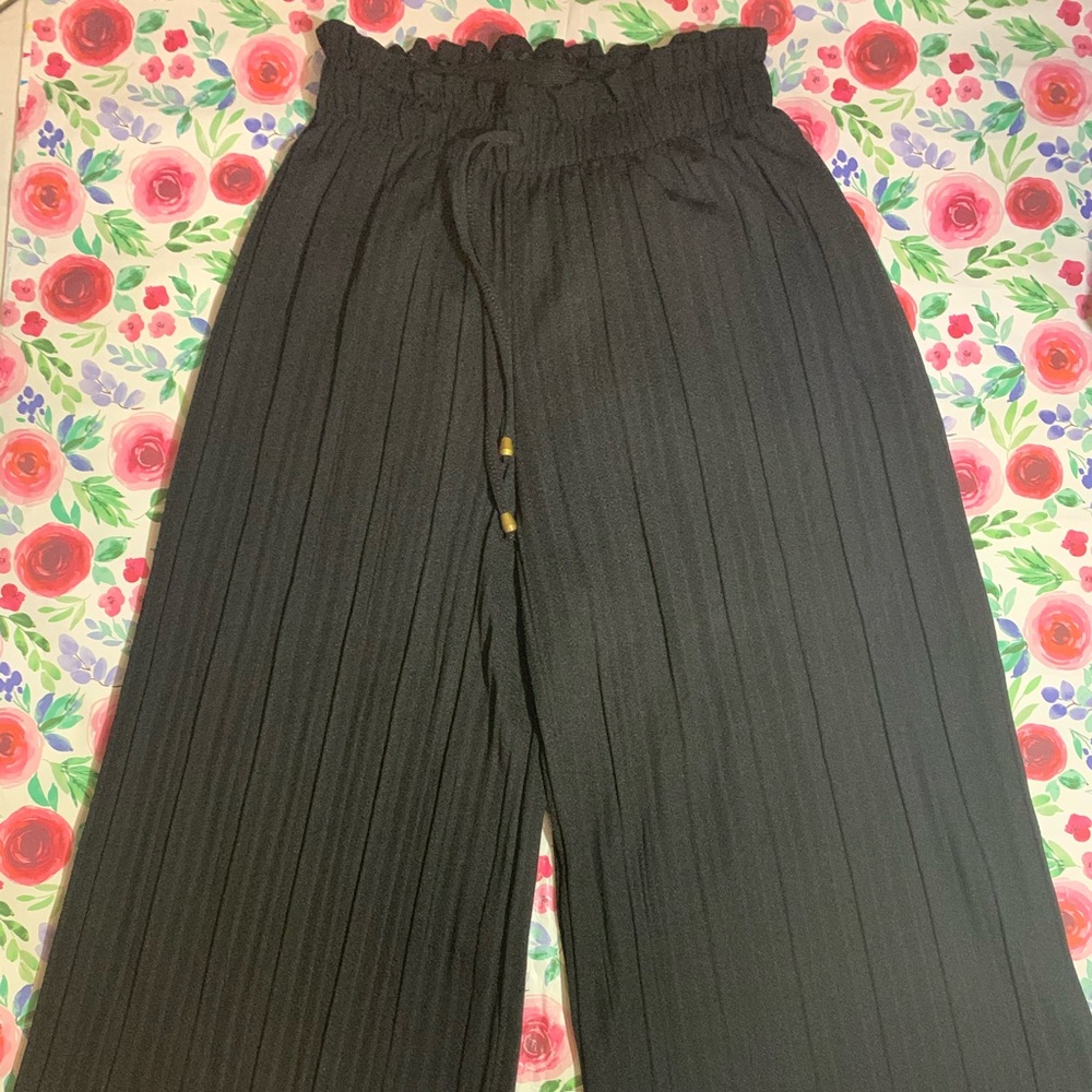 Mid rise wide leg pants